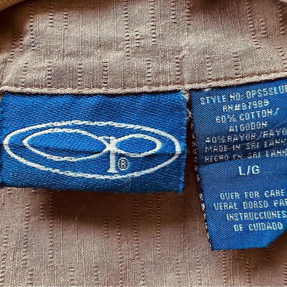 Op mens size L short sleeved khaki shirt Aloha Tropical Hawaiian beach - Picture 4 of 5